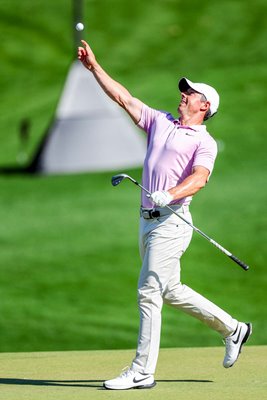Rory McIlroy celebrates Eagle par 5 15th Hole Quail Hollow Club Charlotte North Carolina 2024