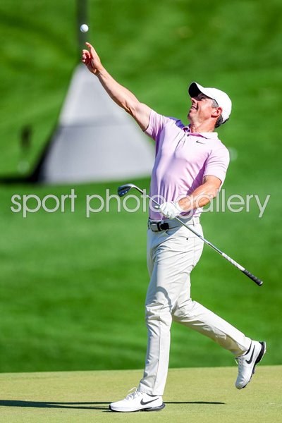 Rory McIlroy celebrates Eagle par 5 15th Hole Quail Hollow Club Charlotte North Carolina 2024