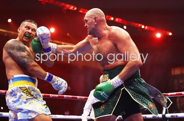 Tyson Fury punches Oleksandr Usyk Undisputed World Title Fight Riyadh 2024
