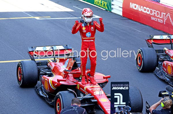 Charles Leclerc Monaco & Ferrari celebrates Parc Ferme Monaco Grand Prix 2024