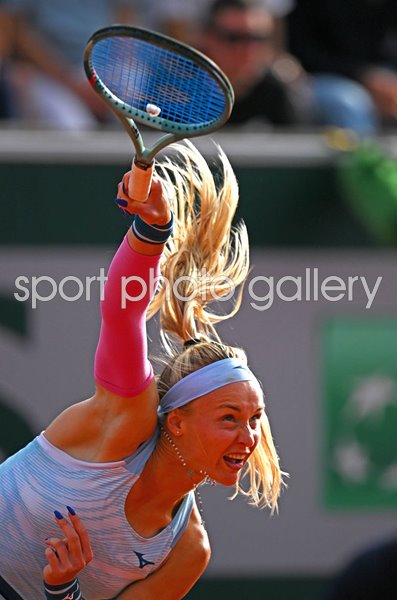 Rebecca Sramkova Slovakia serves French Open Paris 2024