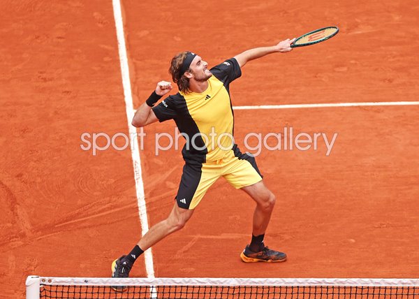 Stefanos Tsitsipas Greece celebrates v Matteo Arnaldi French Open Paris 2024