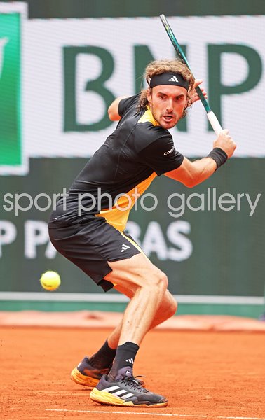 Stefanos Tsitsipas Greece plays a backhand French Open Paris 2024