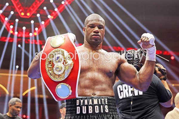 Daniel Dubois Great Britain celebrates win v Filip Hrgovic 5v5 Riyadh Saudi Arabia 2024