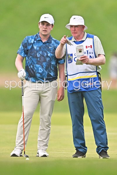Robert & caddie Father Dougie MacIntyre Scotland Canadian Open 2024