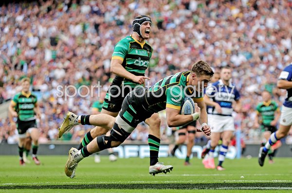Tommy Freeman Northampton Saints scores v Bath Premiership Rugby Final 2024