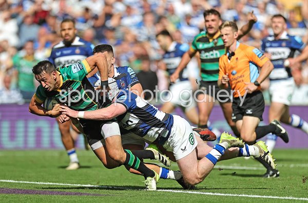 Alex Mitchell Northampton Saints scores winning try v Bath Premiership Rugby Final 2024