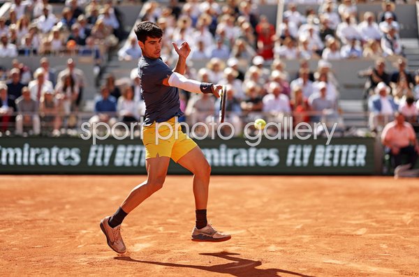 Carlos Alcaraz Spain forehand French Open Final Paris 2024
