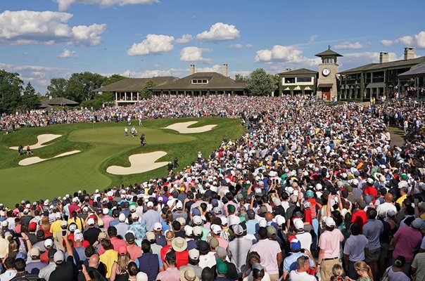 Scottie Scheffler USA 18th green final round The Memorial Tournament 2024