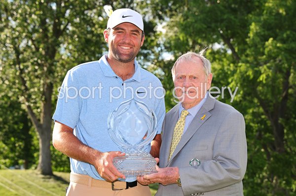 Scottie Scheffler USA winner with host Jack Nicklaus The Memorial Tournament 2024