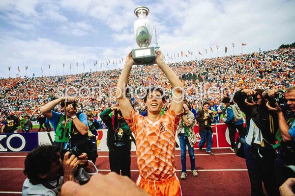 Marco van Basten Netherlands celebrates Euro 1988 Win