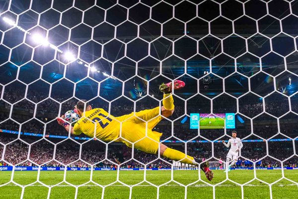 Gianluigi Donnarumma Italy saves Jadon Sancho penalty Euro 2020 Final Wembley