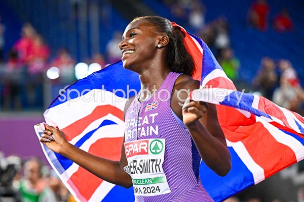 Dina Asher-Smith Great Britain celebrates Gold European Athletics Rome 2024