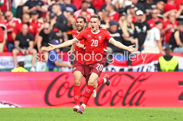Michel Aebischer Switzerland celebrates v Hungary Group A Cologne EURO 2024