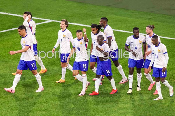 Kylian Mbappe & France celebrate goal v Austria Dusseldorf EURO 2024