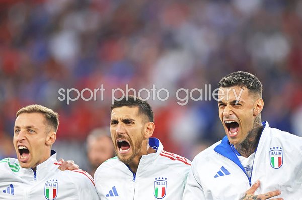 Gianluca Scamacca Italy sings national anthem v Spain Group B EURO 2024