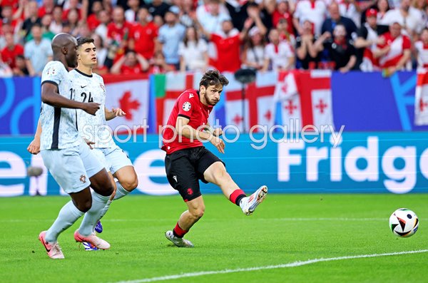 Khvicha Kvaratskhelia Georgia scores v Portugal Group F EURO 2024