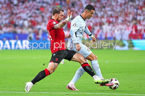 Guram Kashia Georgia v Cristiano Ronaldo Portugal Group F EURO 2024