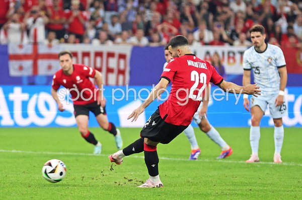 Georges Mikautadze Georgia scores penalty v Portugal Group F EURO 2024