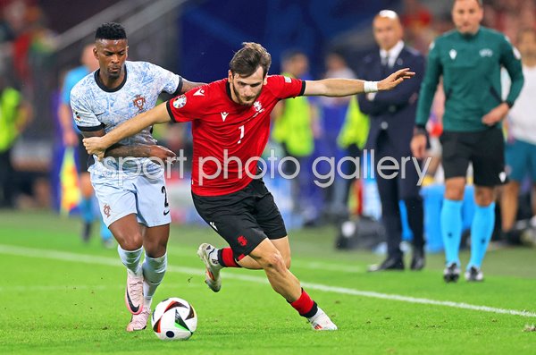Khvicha Kvaratskhelia Georgia v Nelson Semedo Portugal Group F EURO 2024