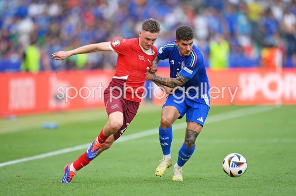 Michel Aebischer Switzerland v Giovanni Di Lorenzo Italy Last 16 Berlin EURO 2024