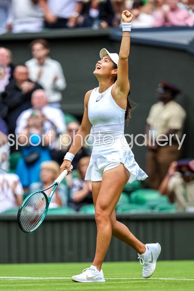Emma Raducanu Great Britain celebrates Round 1 win Wimbledon 2024