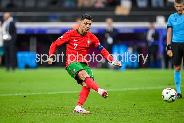 Cristiano Ronaldo Portugal scores in penalty shoot-out v Slovenia Last 16 EURO 2024