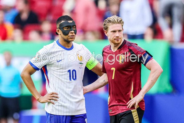 Kylian Mbappe France,& Kevin De Bruyne Belgium Last 16 EURO 2024