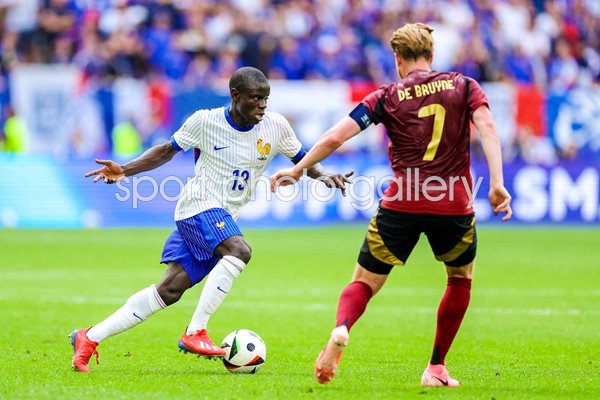 N'Golo Kante France v Kevin De Bruyne Belgium Last 16 Dusseldorf EURO 2024