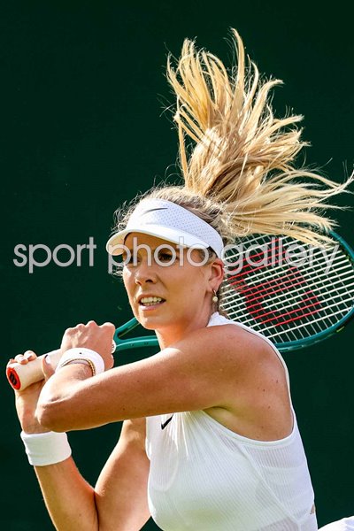 Katie Boulter Great Britain backhand v Tatjana Maria Germany Wimbledon 2024