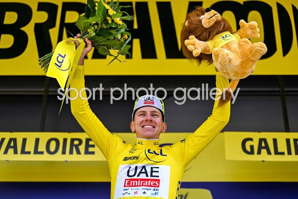 Tadej Pogacar of Slovenia Yellow Jersey Stage 4 Tour de France 2024