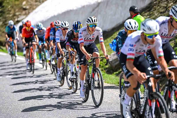 Tadej Pogacar Slovenia & UAE Team Emirates climbs Stage 4 Tour de France 2024