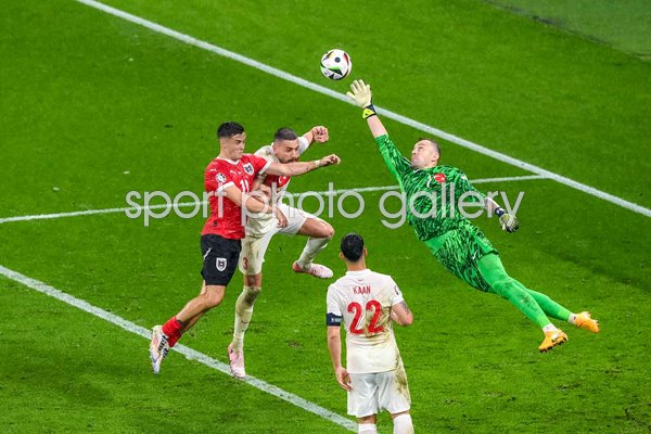 Mert Gunok Turkey diving save v Christoph Baumgartner Austria Last 16 EURO 2024