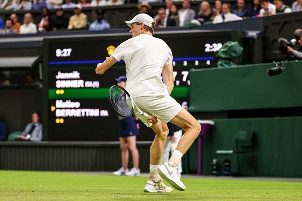 Jannik Sinner Italy trick shot v Matteo Berrettini Wimbledon 2024