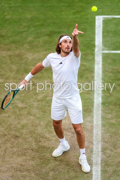 Stefanos Tsitsipas Greece serves Wimbledon 2024