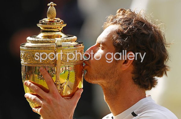 Andy Murray Great Britain kisses trophy Wimbledon 2016