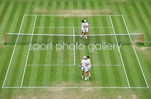 Jamie Murray consoles Andy Murray Centre Court Wimbledon 2024