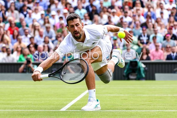 Novak Djokovic Serbia scoop forehand Wimbledon 2024