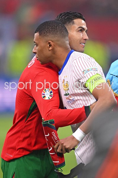 Football icons Cristiano Ronaldo Portugal & Kylian Mbappe France Quarter-Final EURO 2024