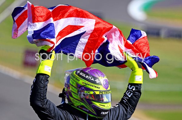 Lewis Hamilton Great Britain celebrates British Grand Prix win Silverstone 2024