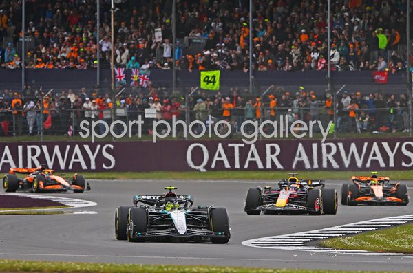 Lewis Hamilton Great Britain leads Max Verstappen British Grand Prix win 2024