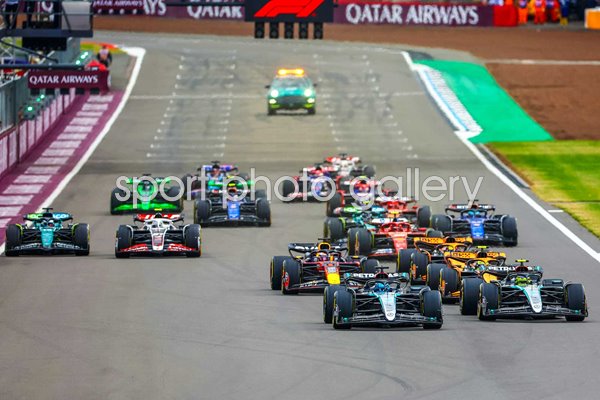 British Mercedes drivers George Russell & Lewis Hamilton Silverstoen F1 Grand Prix 2024