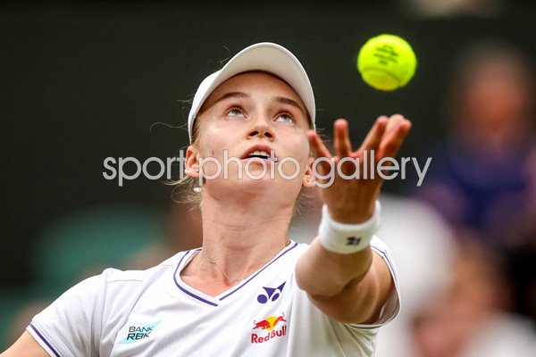 Elena Rybakina Kazakhstan serves to Anna Kalinskaya Wimbledon 2024