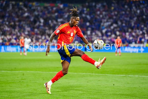 Nico Williams Spain controls the ball v France Semi-Final Munich EURO 2024