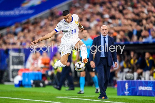 Kylian Mbappe France controls the ball v Spain Semi-Final Munich EURO 2024