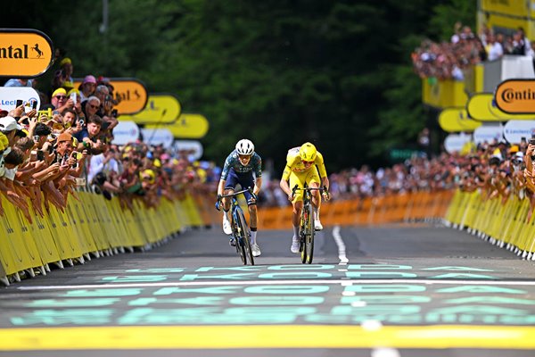 Jonas Vingegaard Denmark & Tadej Pogacar Slovenia Stage 11 sprint Tour de France 2024