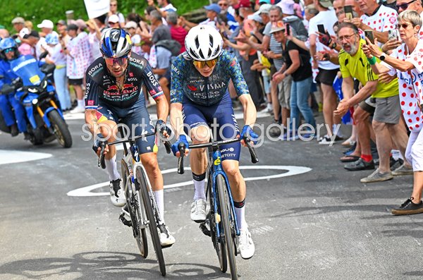 Jonas Vingegaard Denmark & Primoz Roglic Slovenia Stage 11 Tour de France 2024