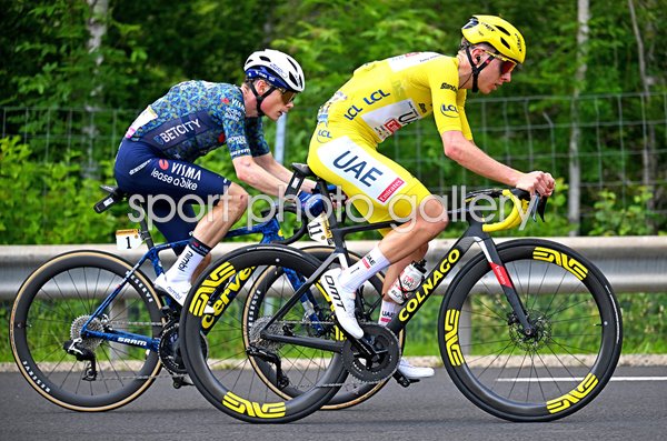 Jonas Vingegaard Denmark & Tadej Pogacar Slovenia Stage 11 Tour de France 2024