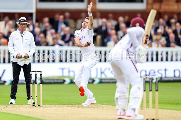 James Anderson England bowls Farewell test v West Indies 1st Test Lord's 2024