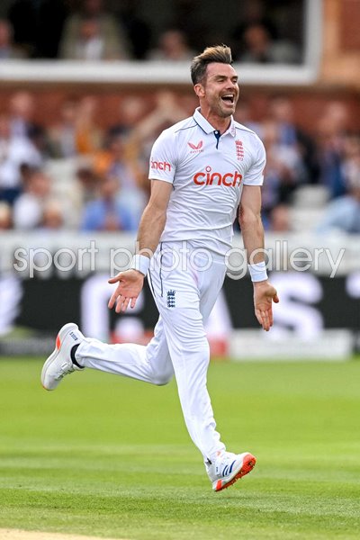 James Anderson England celebrates Kraigg Brathwaite wicket v West Indies Lord's Test 2024